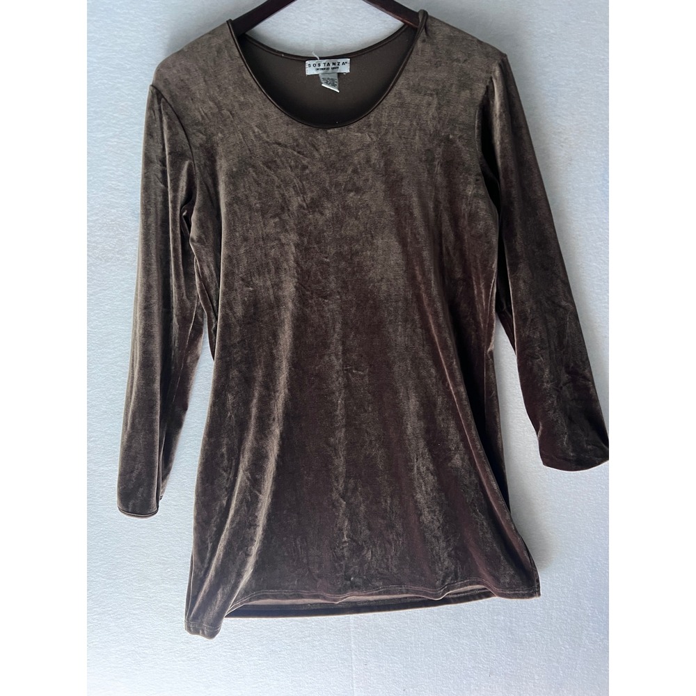 Indie Brown Velvet Long Sleeve Dress Large Lagenlook Whimsigoth